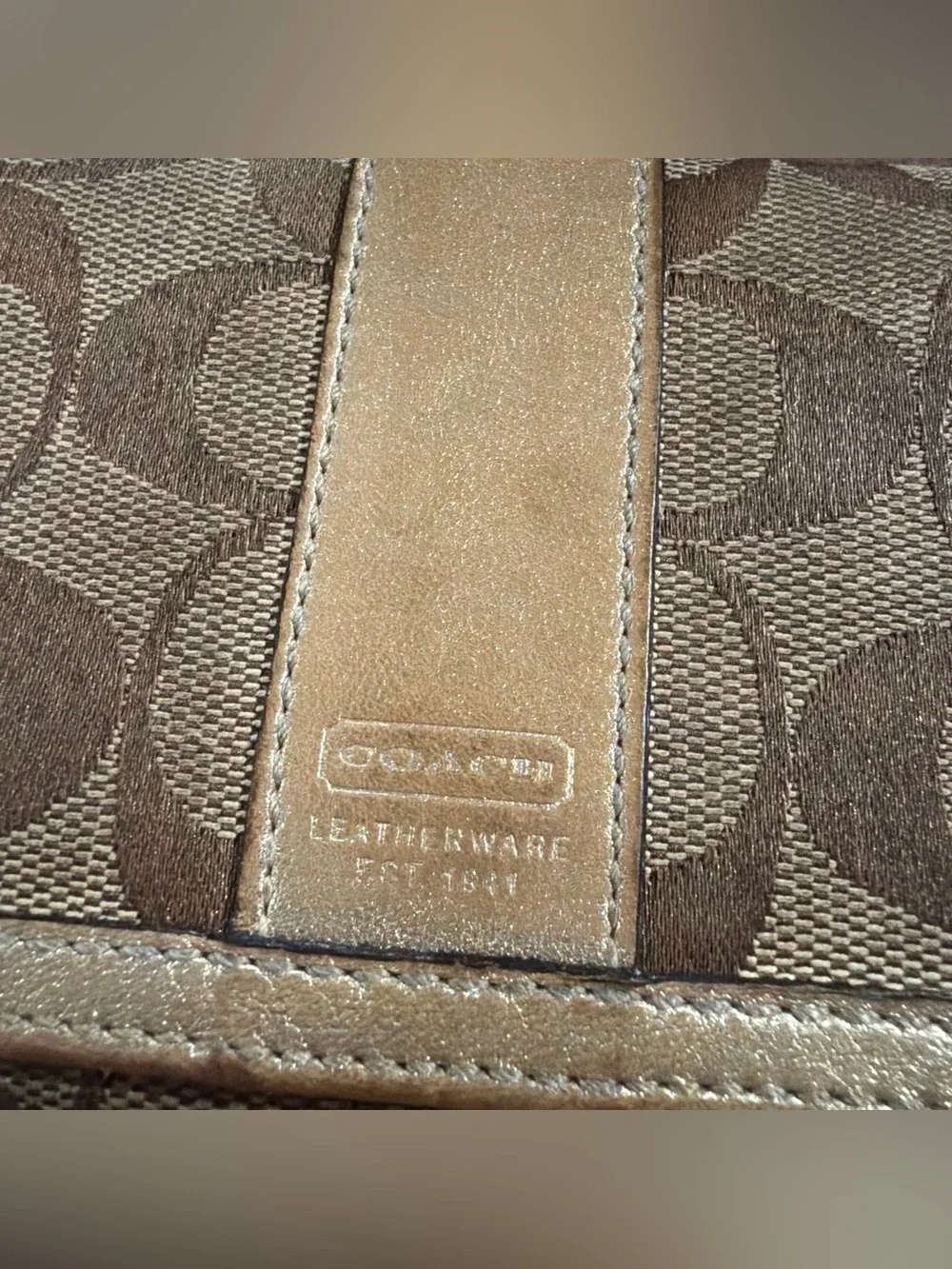 Coach Canvas Continental Wallet in Khaki and Tan